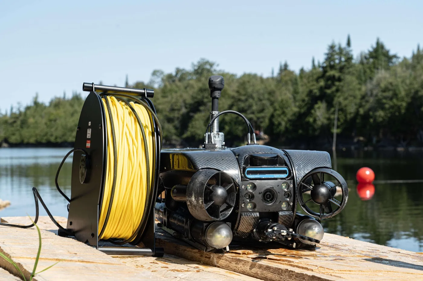 Deep Trekker REVOLUTION inspecting submerged debris near the surface