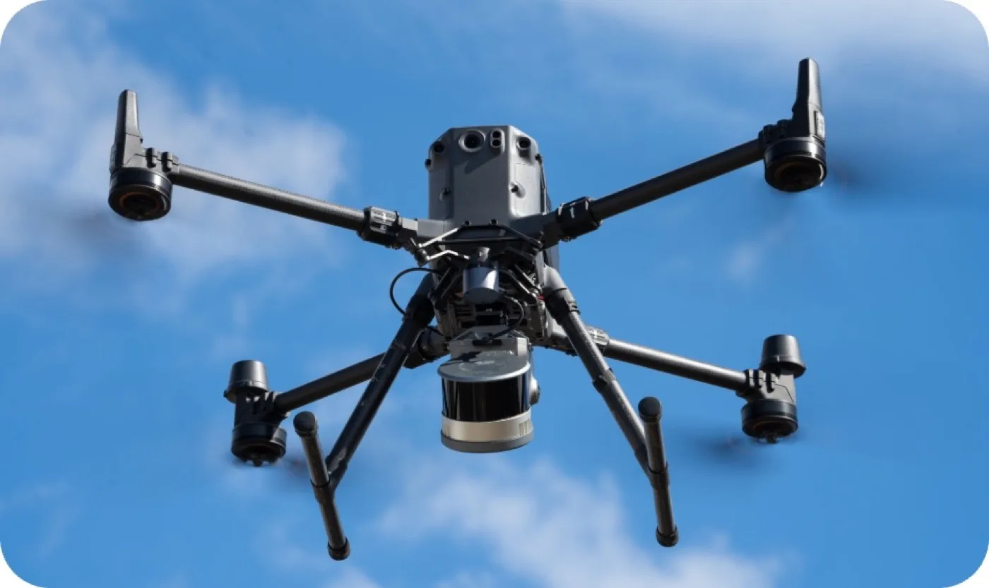 XGRIDS Lixel L2 Pro scanner mounted underneath a drone